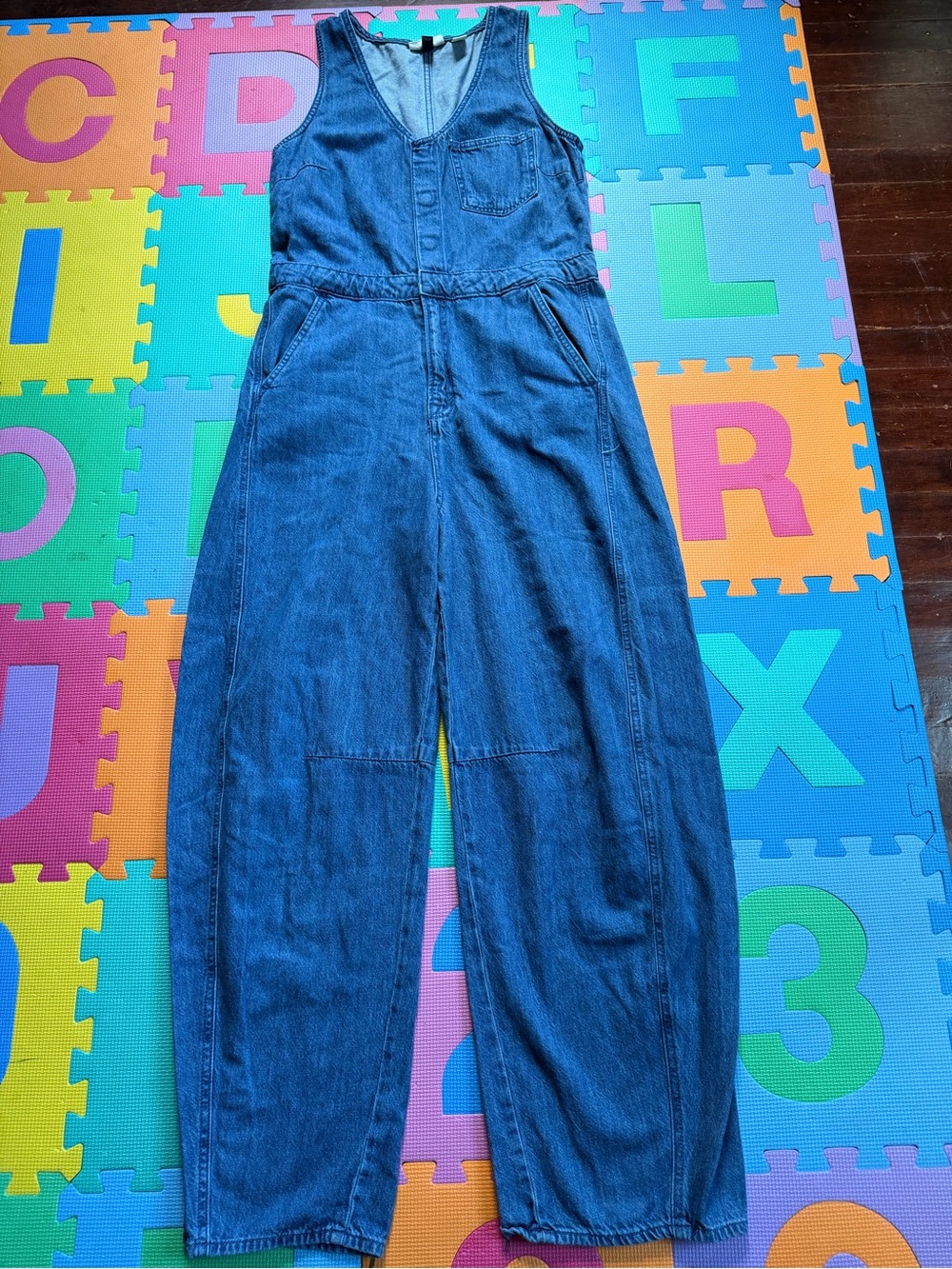 Universal Thread Dark Blue Denim Sleeveless Jumpsuit